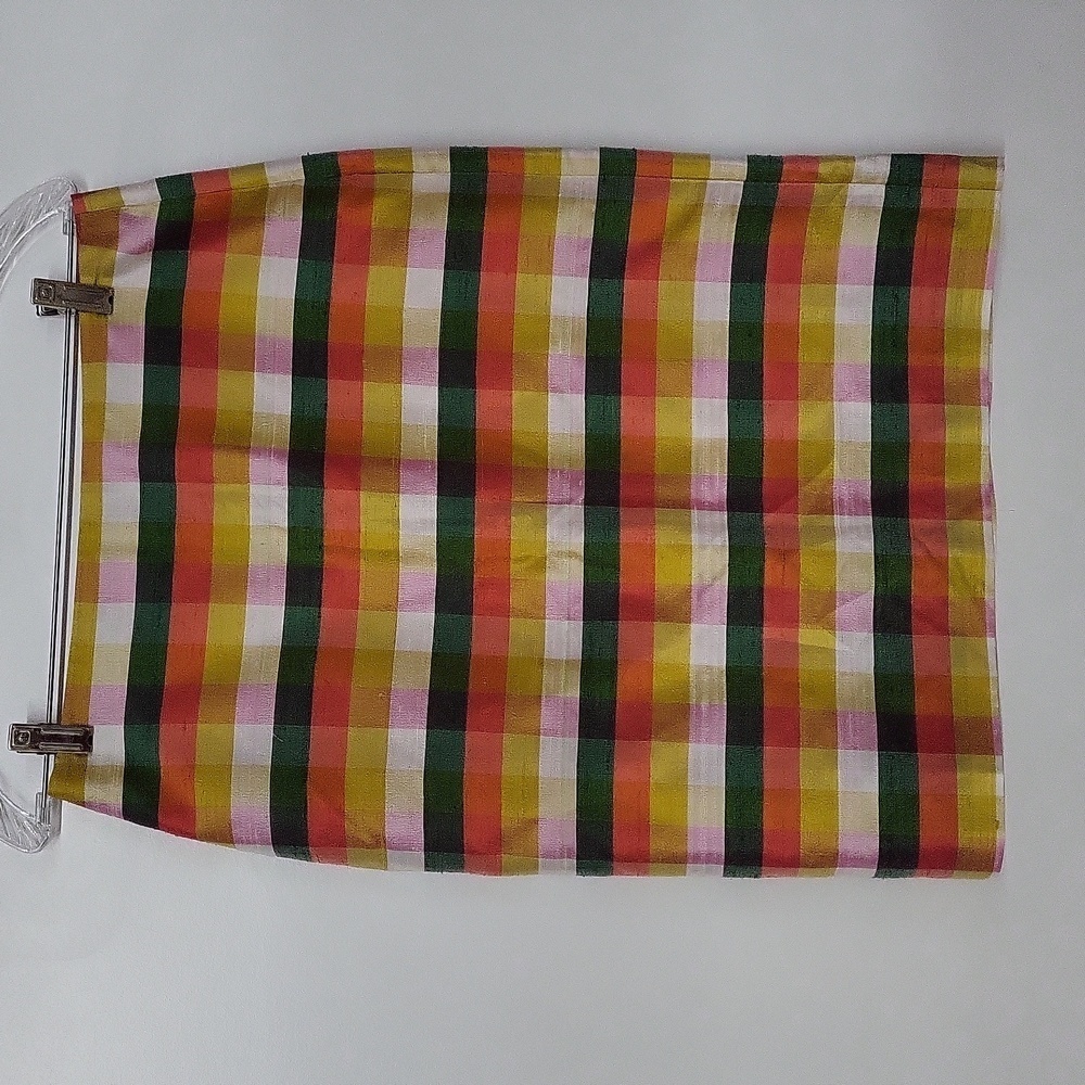 Talbots Silk Iridescent Rainbow Check Plaid Mini Skirt